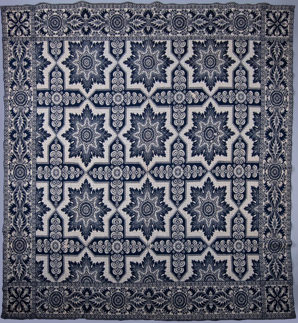 AMERICAN JACQUARD COVERLET, 19TH