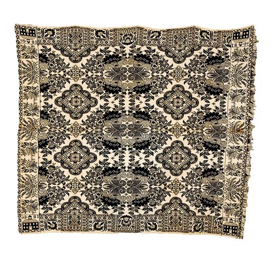 American jacquard coverlet dated