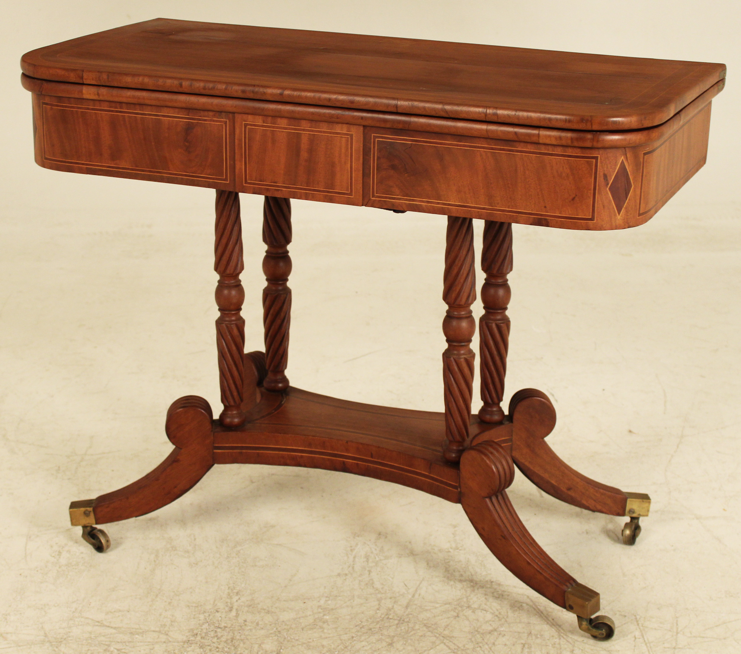 AMERICAN MAHOGANY INLAID CARD TABLE