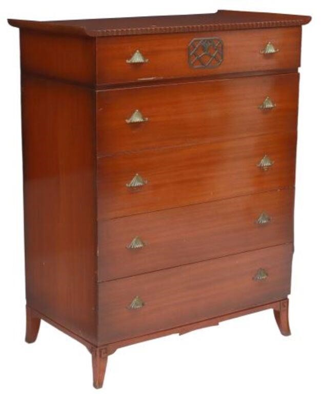 AMERICAN MAHOGANY TALL CHEST OF