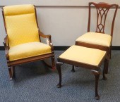 AMERICAN MAHOGANY UPHOLSTERED