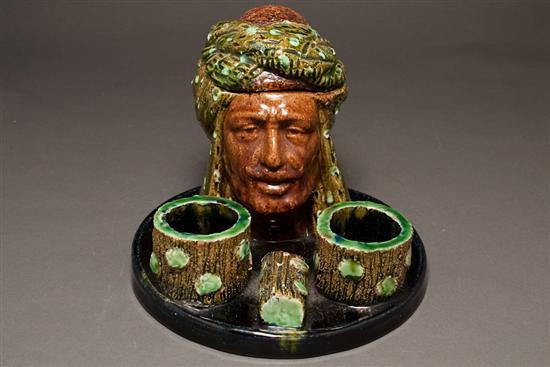 American Majolica figural smoking