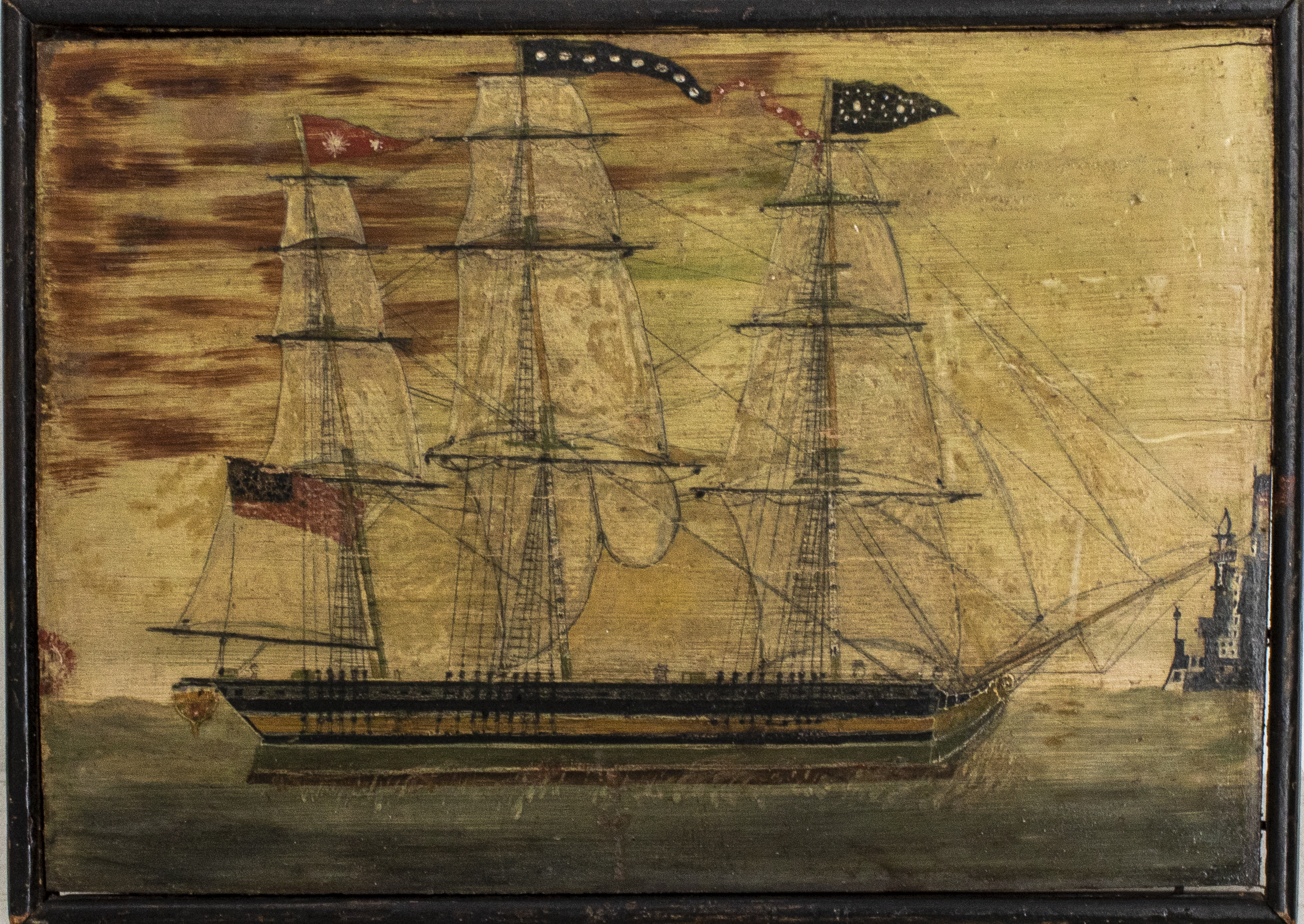AMERICAN MARITIME FOLK ART OIL ON