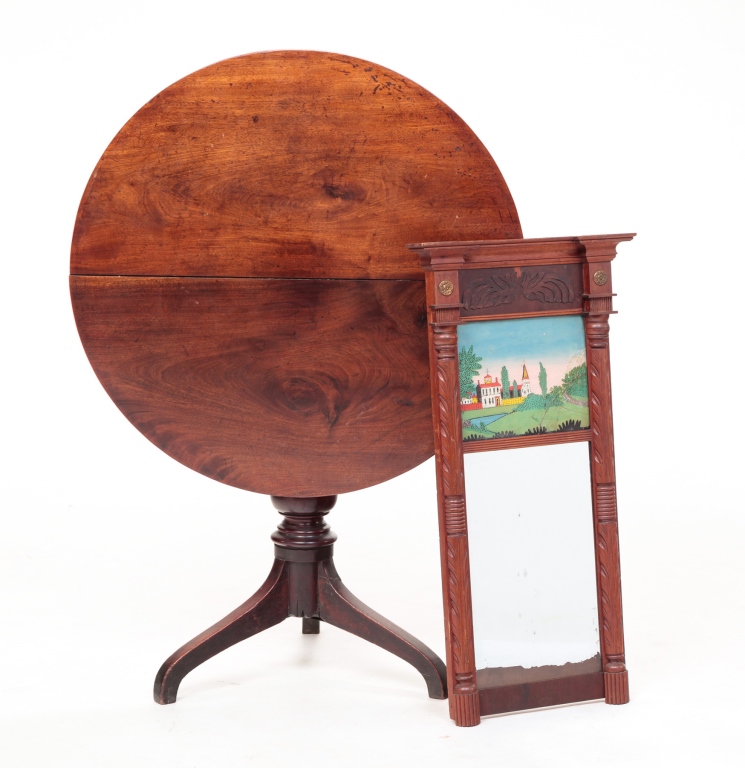AMERICAN MIRROR AND TILT TOP TEA
