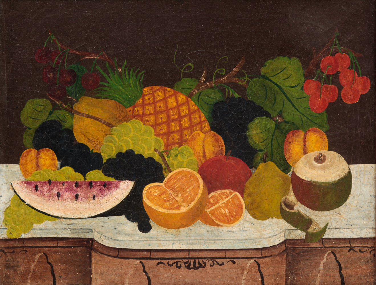 AMERICAN NAIVE FRUIT STILL LIFE.