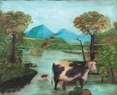 AMERICAN NAIVE LANDSCAPE. Seco