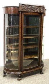 AMERICAN OAK BOWFRONT GLAZED D