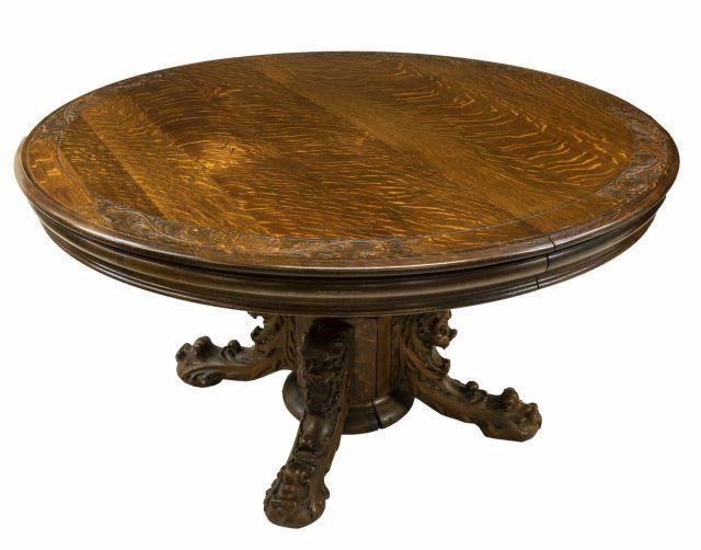 AMERICAN OAK CIRCULAR DINING TABLE,
