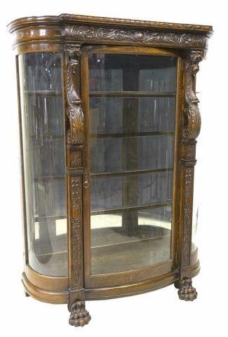 AMERICAN OAK CURVED GLASS LION