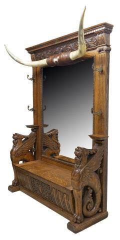 AMERICAN OAK GRIFFIN CARVED &