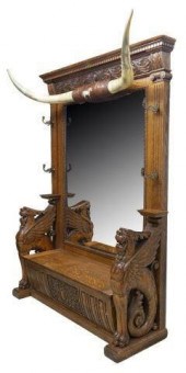 AMERICAN OAK GRIFFIN CARVED &