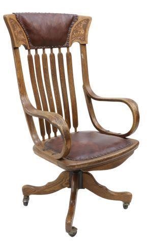 AMERICAN OAK & LEATHER SWIVEL