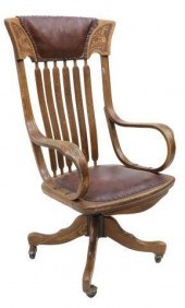 AMERICAN OAK & LEATHER SWIVEL