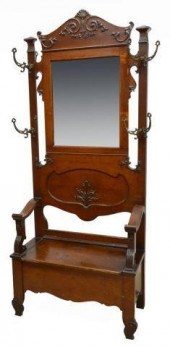 AMERICAN OAK MIRRORED HALL TRE