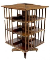 AMERICAN OAK ROTATING BOOKCASE