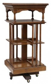 AMERICAN OAK ROTATING BOOKCASE