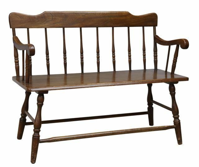 AMERICAN OAK SPINDLE-BACK BENCH,