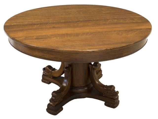 AMERICAN OAK SPLIT PEDESTAL DOLPHIN