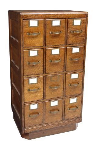 AMERICAN OAK TWELVE-DRAWER CARD