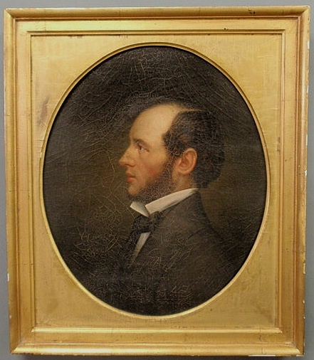 American oil on canvas oval side