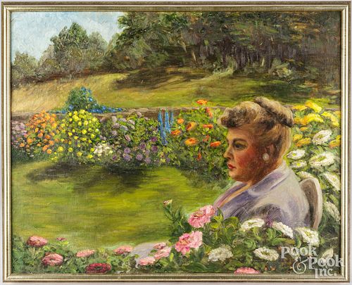 AMERICAN OIL ON CANVAS PORTRAIT