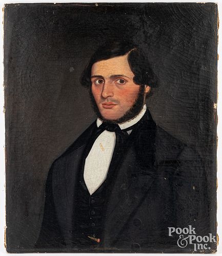 AMERICAN OIL ON CANVAS PORTRAIT