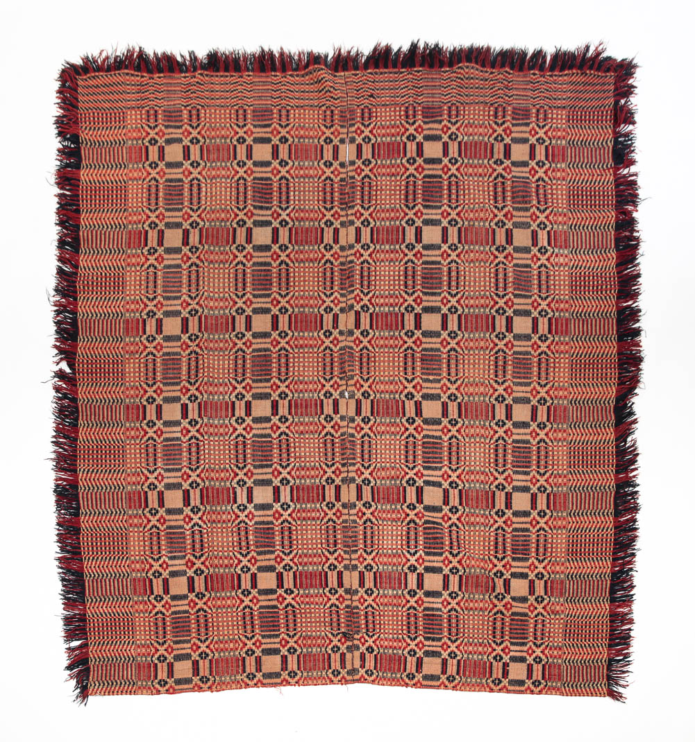 AMERICAN OVERSHOT COVERLET. Mid