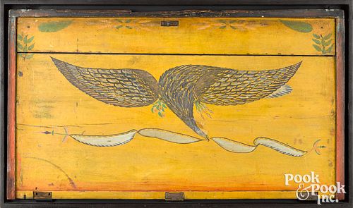 AMERICAN PAINTED BLANKET CHEST LID,