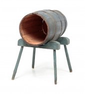 AMERICAN PAINTED KEG AND STAND
