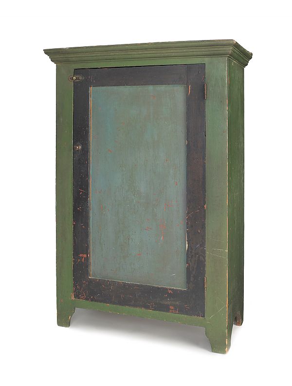 American painted pine wall cupboard
