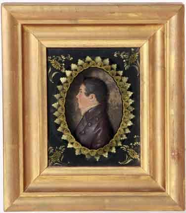 American painted wax portrait of