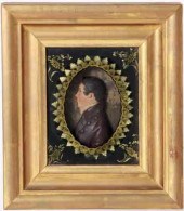 American painted wax portrait