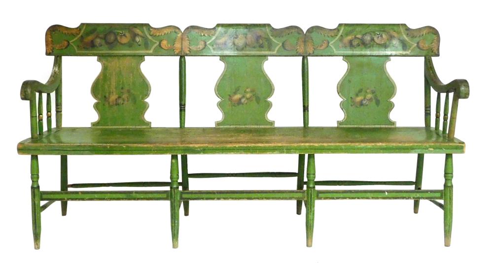 AMERICAN PAINTED WOOD BENCH, LIKELY