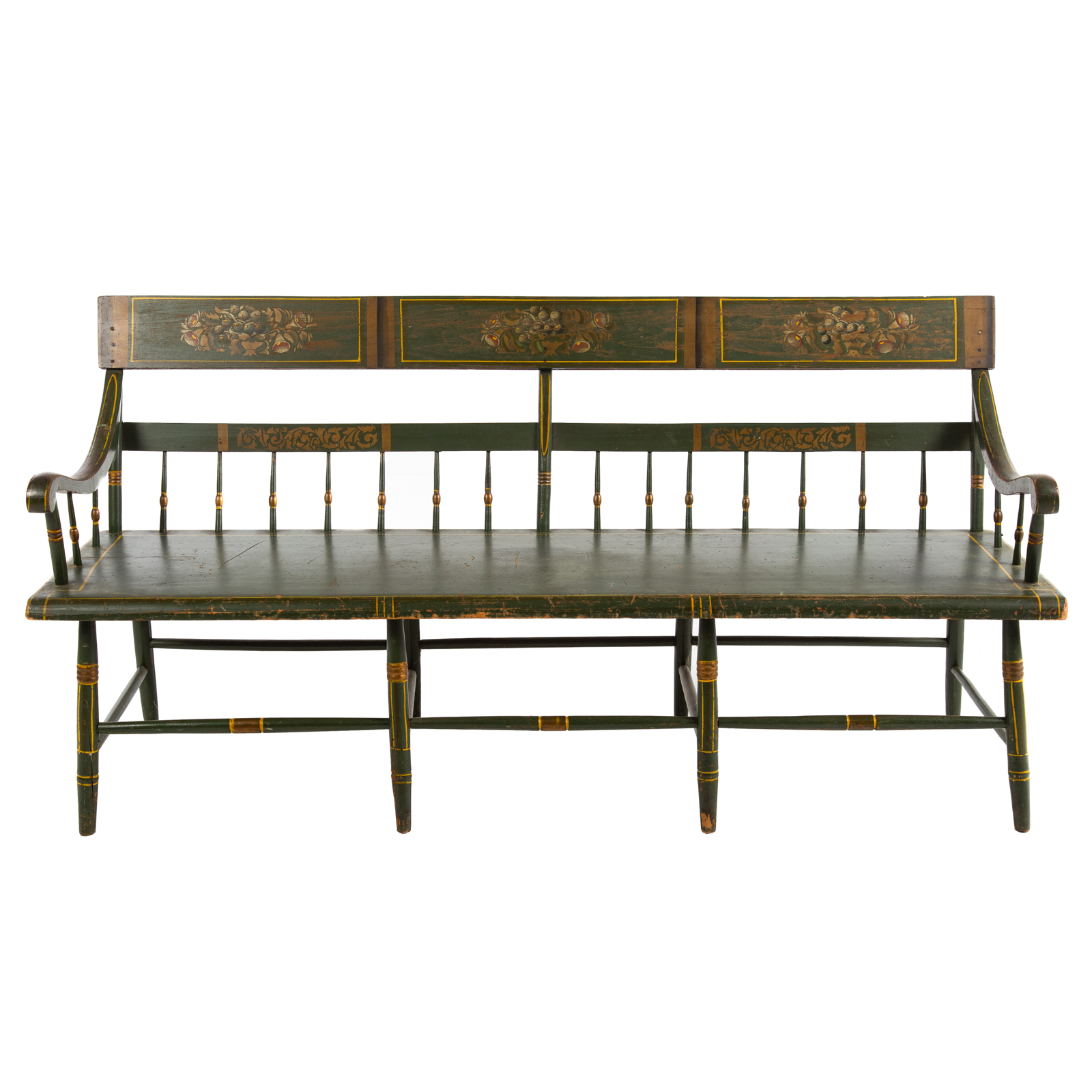 AMERICAN PAINTED WOOD WINDSOR BENCH