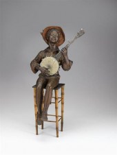 American patinated metal figur