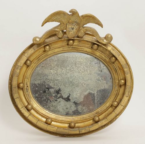 AMERICAN PETITE GILT OVAL MIRROR