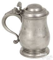 AMERICAN PEWTER TANKARD, 18TH