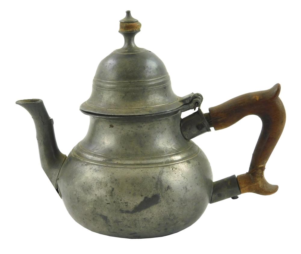 AMERICAN PEWTER TEAPOT ATTRIBUTED
