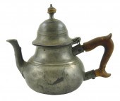 AMERICAN PEWTER TEAPOT ATTRIBU