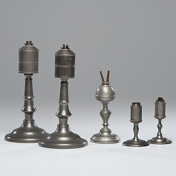 American Pewter Whale Oil Lamps