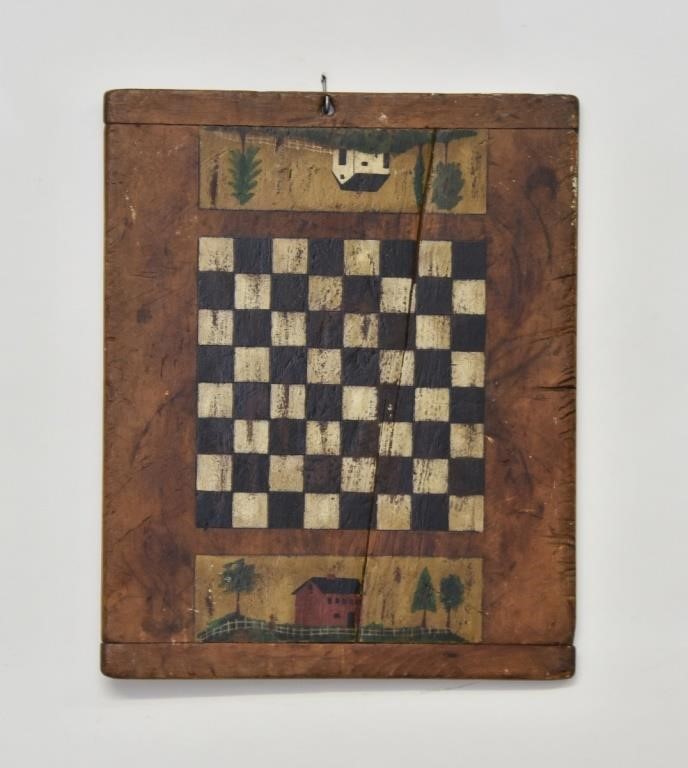 American pine game board, late 19th
