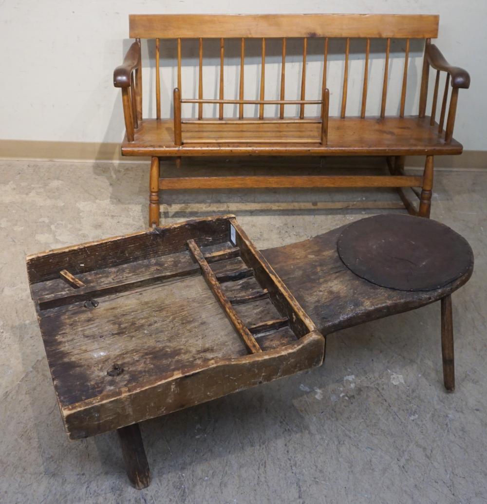 AMERICAN PINE ROCKING CHILD'S BENCH