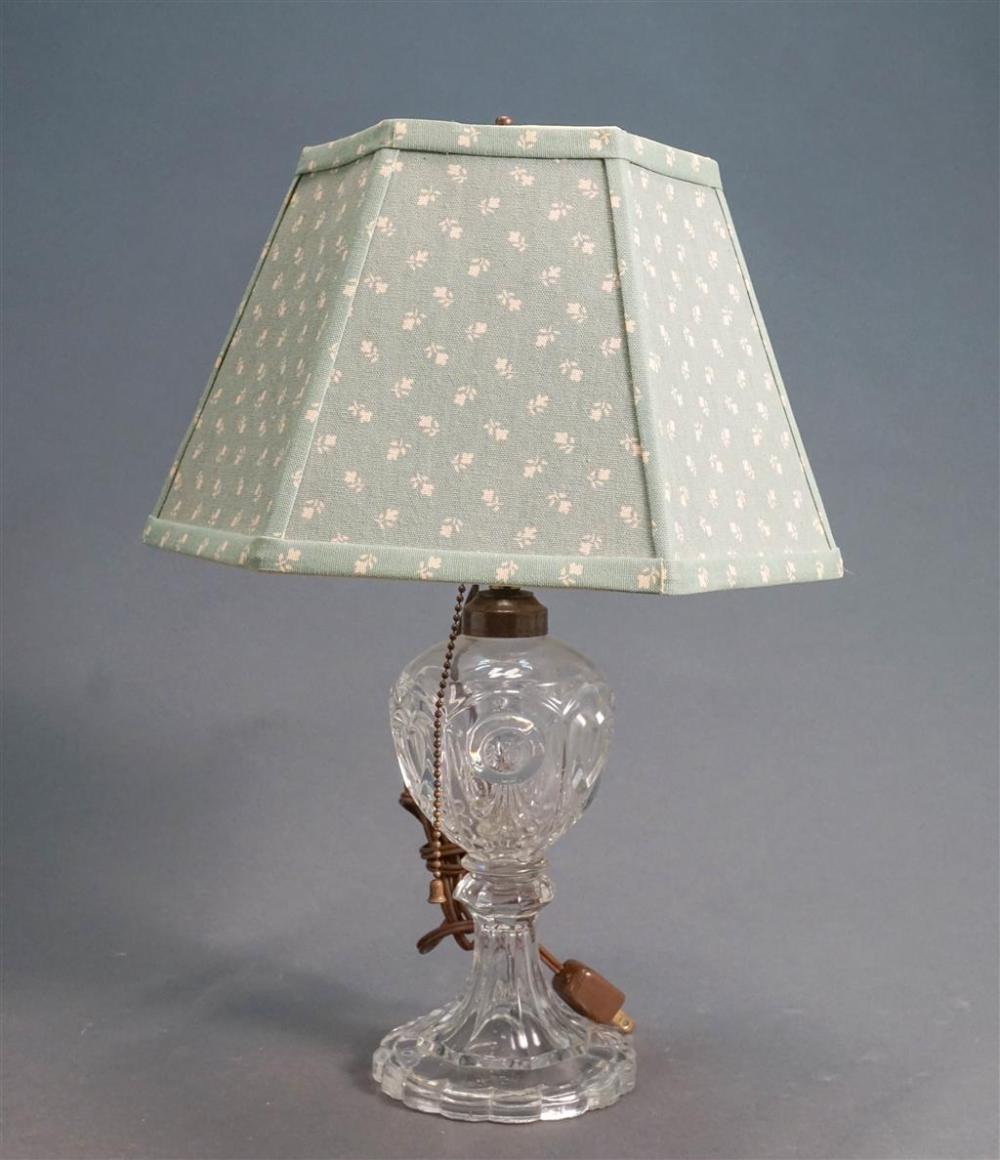AMERICAN PRESSED GLASS OIL LAMP,