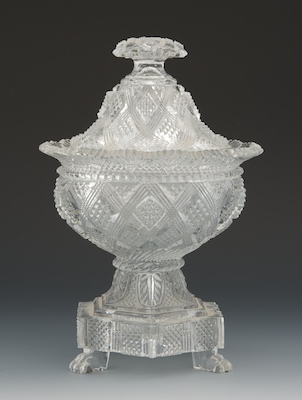 American Pressed Lacy Glass Covered