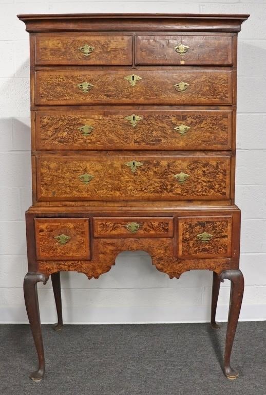 American Queen Anne inlaid walnut