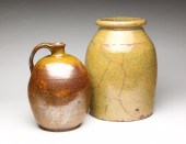 AMERICAN REDWARE CROCK AND JUG