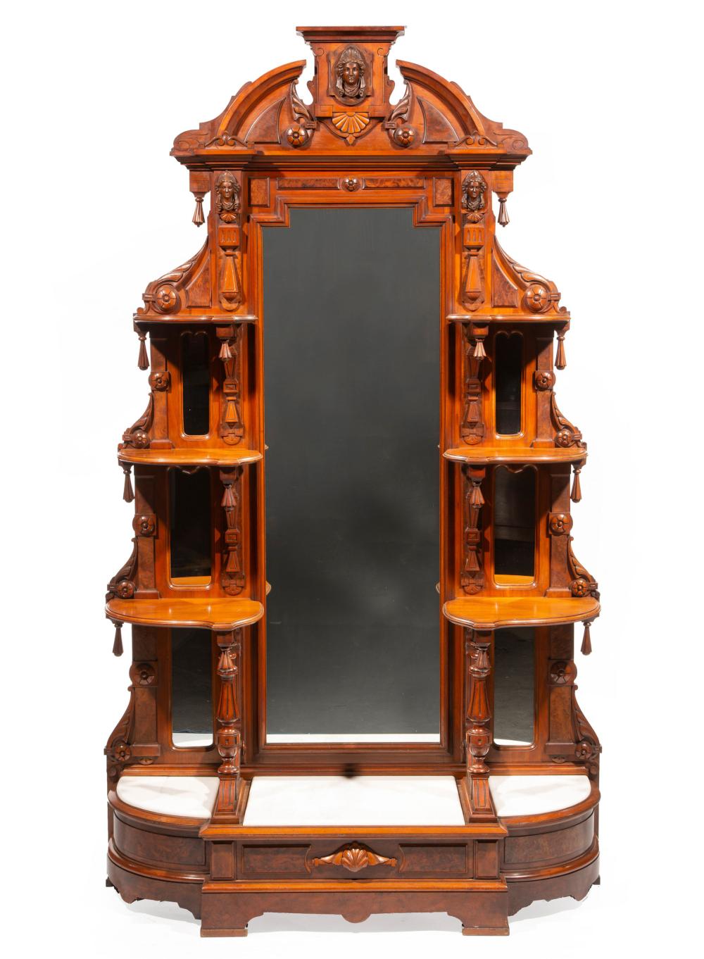 AMERICAN RENAISSANCE CARVED WALNUT,