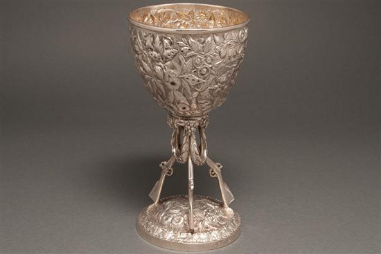American repousse silver goblet,