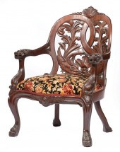 AMERICAN ROCOCO CARVED MAHOGAN