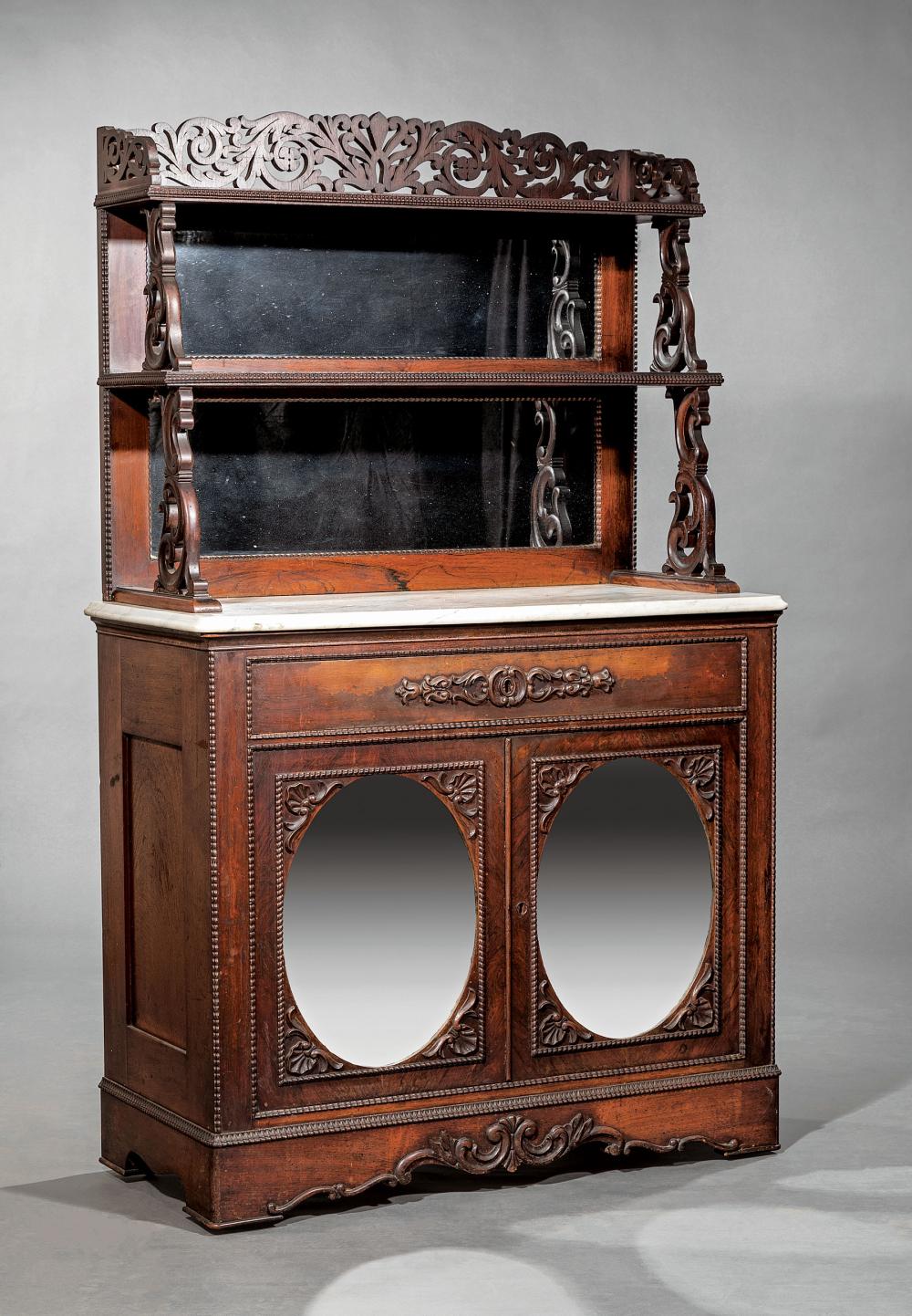 AMERICAN ROCOCO CARVED ROSEWOOD